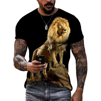 Новые летние модные футболки с изображением животных и львов, мужские повседневные футболки с индивидуальным принтом, топы в стиле хип-хоп Harajuku с круглым вырезом и коротким рукавом