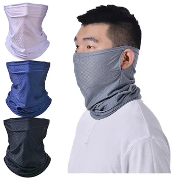 Новый блок УФ-солнцезащитного крема высокоэластичная маска для верховой езды из ледяного шелка, шарф для лица, дышащий чехол для головы с ощущением пота и льда