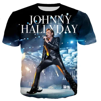 Новый Самый популярный поп-певец Джонни Холлидей, Футболка с 3D-принтом, Мужская, женская, рок-повседневная уличная одежда, топы в стиле хип-хоп Харадзюку