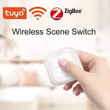 Новый Сценарий Автоматизации Tuya WiFi/ZigBee 2 Gang Wireless 6 Scene Switch Кнопочный Контроллер с Батарейным Питанием для Устройств Tuya
