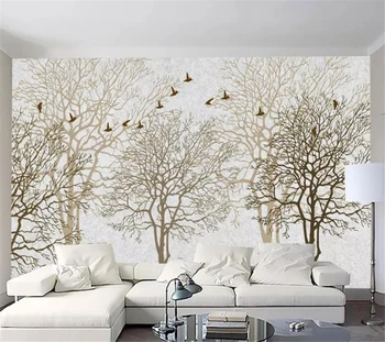 обои wellyu на заказ 3d фотообои простые европейские деревья абстрактная ручная роспись тв фон обои декоративная роспись