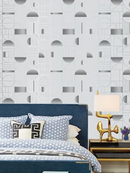 Обои в скандинавском стиле Ins с простым геометрическим рисунком, серые атмосферные обои для дивана и телевизора, обои для гостиной, спальни, обои в полоску.