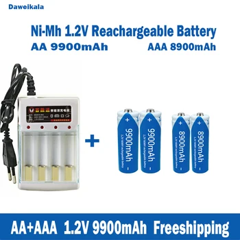 Оптовые продажи никель-водородных аккумуляторных батарей AA + AAA1.2V, микрофонов KTV большой емкости 9900 мАч и игрушечных батареек + зарядных устройств