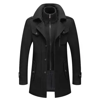 Пальто Повседневная теплая куртка на молнии Темпераментное мужское пальто средней длины однотонная куртка для путешествий