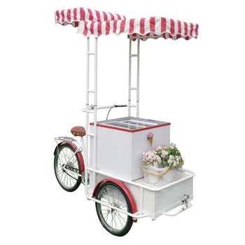 Передвижной пищевой прицеп, Электрический велосипед для продажи, витрина для тортов с мороженым, Тележка для толкания мороженого, стенд для продажи с морозильной камерой
