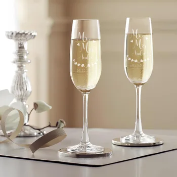 Персонализированные свадебные бокалы для шампанского, бокалы для шампанского на заказ, имя с лазерной гравировкой, Свадебный Памятный подарок для жениха и невесты