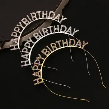 Письмо День рождения Королева Повязка на голову Милые женские украшения Лента для волос Бриллиантовая корона Кристалл Подарок на День рождения Обруч для волос на День рождения Женщины