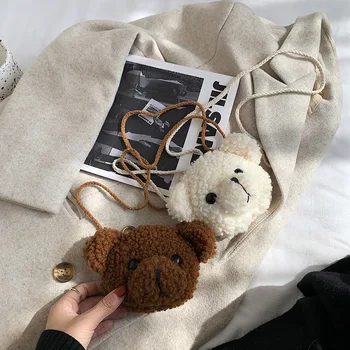 Плюшевая сумка с милым медведем для детей Детские Мультяшные сумки-мессенджеры Плюшевые Кошельки Рюкзаки с мягкими игрушками для маленьких девочек Подарок