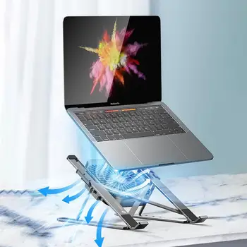 Подставка для ноутбука из алюминиевого сплава с охлаждающим вентилятором, Портативный Складной держатель для игрового ноутбука, аксессуары для ноутбуков для iPad