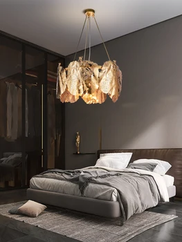 Полностью медная люстра для гостиной с полыми листьями, новый светильник, Роскошная вилла высокого класса, Коммерческая Дизайнерская лампа для спальни, столовой