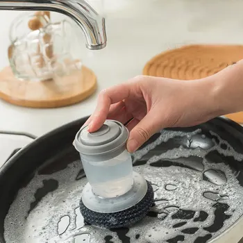 Портативный Кухонный дозатор мыла Щетка для мытья посуды Простой в использовании Скруббер Инструмент для мытья Посуды Инструмент для чистки кухни 0