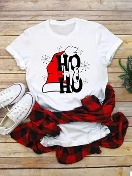 Праздничный топ, футболка с милым рисунком из мультфильма 90-х, модная новогодняя рождественская футболка, женская одежда, футболки с графическим рисунком