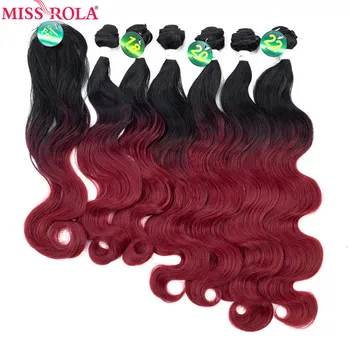 Пучки Волос Miss Rola Ombre Для Наращивания Синтетических Волос Body Wave Bundles T1B-BUG 6шт 18-22 