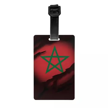 Разорванный Марокканский флаг Багажные бирки для чемоданов Модные Багажные бирки Конфиденциальность Обложка Имя Удостоверение личности