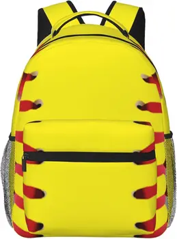 Ремни для рюкзака, прочный рюкзак, модный рюкзак для занятий спортом на открытом воздухе, бега, путешествий, повседневные рюкзаки для софтбола с красными линиями, желтые рюкзаки для софтбола