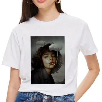 Ретро абстрактная женская футболка с принтом, женская Harajuku, Новая летняя футболка, женский топ, повседневная модная эстетическая футболка с коротким рукавом