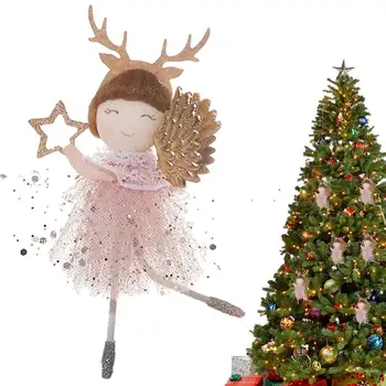 Рождественская елка, Маленькая Девочка-ангел, Маленькие подвески для девочки-Ангела со сверкающими блестками, Товары для домашнего декора, Рождественские украшения на стену, окно