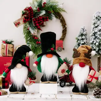 Рождественские Гномы Украшение Дома Стоящий Рождественский Санта Снеговик Плюшевый Гном Вязаная Безликая Кукла Рождественский Плюшевый Гном