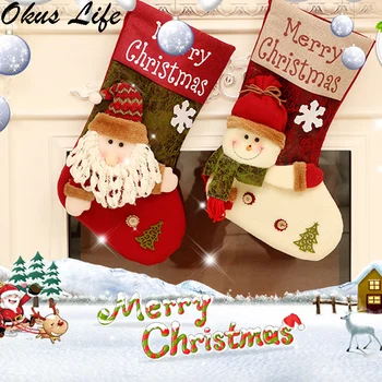 Рождественские украшения 2019, Рождественские чулки, Снеговик, Носки Санта-Клауса, Рождественский подарок для детей, Новогодние пакеты для конфет