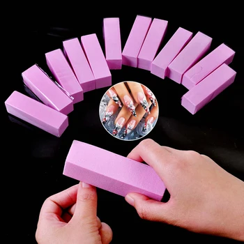 Розовые шлифовальные пилочки для полировки, Четырехгранная абразивная губка, Буферная пилочка для ногтей, УФ-гель, Белая пилочка для ногтей, буферный блок для лака