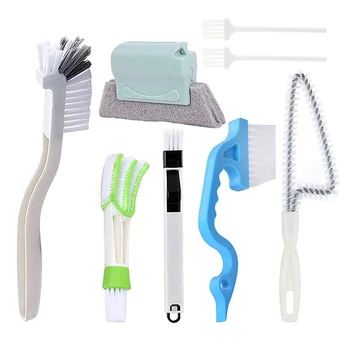 Ручной инструмент для уборки помещений из 8 предметов, щетка для чистки окон и направляющих, как показано на рисунке, Набор бытовых щеток для чистки