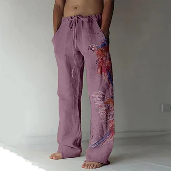 Свободные уличные брюки с рисунком животного элемента, Эластичные Свободные мужские брюки S-3XL