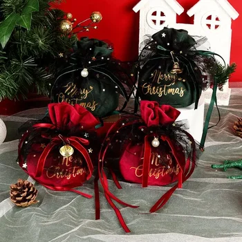 Счастливого Рождества, сумки для яблок, поделки из жемчуга, рождественские подарки, украшения, упаковочные пакеты, конфеты, детские подарки