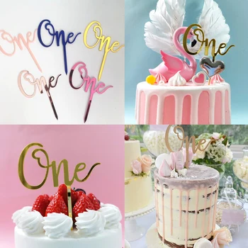 Топпер для торта для годовалого ребенка с Днем рождения, украшение тортов с Днем рождения, 1-й день рождения, декор торта с Днем рождения 0
