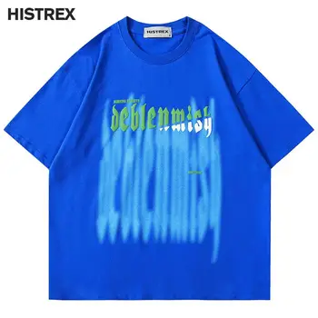 Уличная футболка 90-х, Мужская толстая футболка Y2K, Топы в стиле хип-хоп харадзюку, Винтажная футболка оверсайз из 100% хлопка, Мужская одежда с круглым вырезом 2023