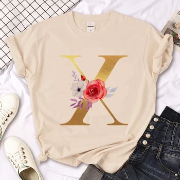 Футболка с алфавитом от А доя, женская дизайнерская футболка с комиксами аниме для девочек, уличная одежда