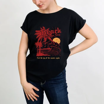 Футболка с буквенным принтом и коротким рукавом, футболки, модный летний пляжный Повседневный женский подарочный топ