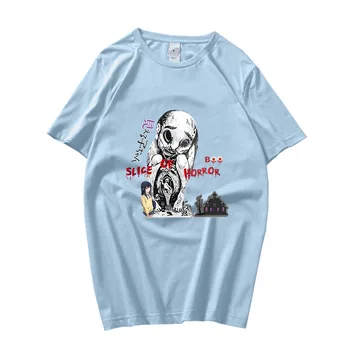 Футболки Mieruko Chan, Женские футболки с рисунком Аниме, Футболки из 100% хлопка, Slice of Horror Boo, Короткий рукав, Harajuku