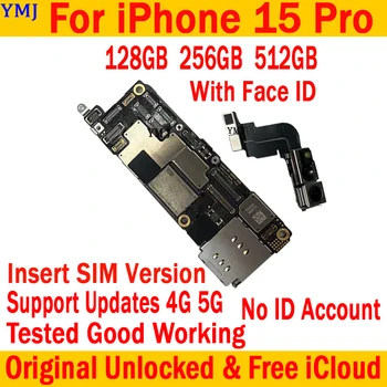 Чистый Оригинал iCloud, разблокированный для iPhone 15 Pro Материнская плата 128 ГБ / 256 ГБ Логическая плата с полной поддержкой чипов Обновление Вставки SIM-карты