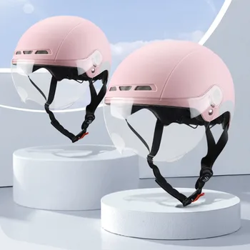 Шлем для электровелосипеда для мужчин и женщин, открытый полушлем для скутера с защитными очками, устойчивый к ультрафиолетовому излучению Защитный шлем
