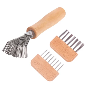 Щетка для мытья волос, мини-средство для удаления грязи, Грабли для дома и путешествий, Салонные грабли с металлической проволокой, Портативная расческа, Инструменты для чистки с деревянной ручкой