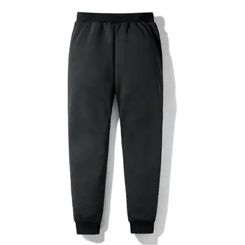 Эластичные карманы на талии со средней посадкой, термоусадочные манжеты, утолщенные мужские спортивные брюки, осенне-зимние штаны для бега на флисовой подкладке с завязками.