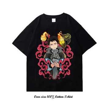 Японское аниме Fire Force, винтажная панк-футболка оверсайз, мужская и женская уличная одежда в стиле хип-хоп, одежда Y2K, готический топ