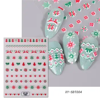 1 Лист Рождественской Наклейки Для Ногтей 5D Рельефный Снеговик Со Снежинками Подарочные Наклейки для Дизайна Ногтей для Домашней Вечеринки Мам Друзей Жен 1