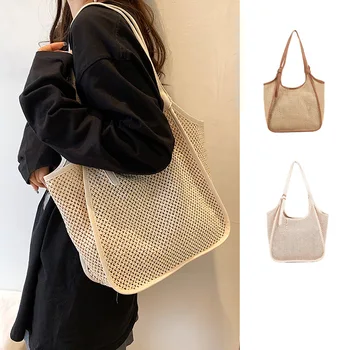 Дизайн в корейском стиле женская сумка-тоут через плечо Большая вместительная сумка подмышками ощущение портативной холщовой сумки 1