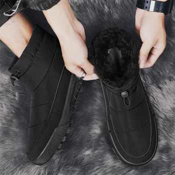 Модные мужские зимние ботинки STRONGSHEN, хлопковые ботильоны, нескользящая удобная зимняя обувь, высококачественная плюшевая обувь, сохраняющая тепло. 1