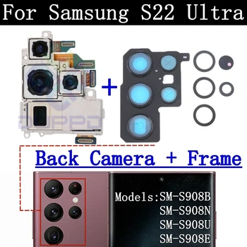 Оригинальная Задняя Камера Для Samsung Galaxy S22 Ultra Front Selfie Маленькая Основная Широкоформатная Задняя Камера Модуль С Гибкой Рамкой Стеклянный Объектив 1