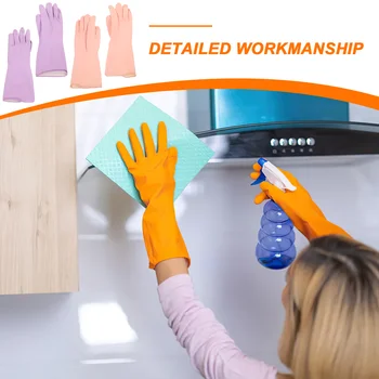 2 пары перчаток для уборки дома, Многоразовые перчатки для мытья посуды на кухне, Латексные перчатки из латекса 2