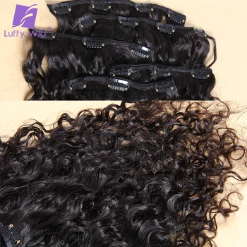 Вьющиеся волосы на заколках для наращивания Настоящие Бразильские волосы Remy Raw, человеческие волосы на заколках, натуральные Цветные локоны для чернокожих женщин Luffy 2