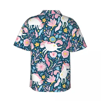 Гавайская рубашка с 3D принтом Единорогов, мужская одежда, Свободные дышащие мужские рубашки, Летняя мужская рубашка, Мужская одежда с коротким рукавом 2