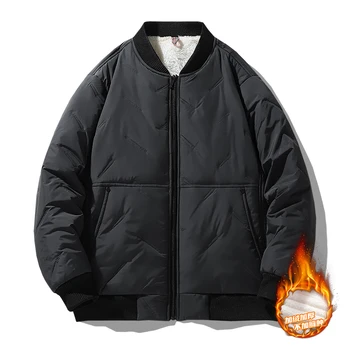 Зимняя мужская куртка-бомбер, повседневная утепленная флисовая теплая модная мужская куртка, свободные парки, Осенняя мужская уличная одежда, пальто 2