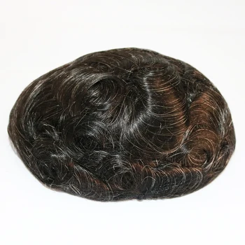 Супер Прочная Основа NPU Bond Серый Шиньон-Протез для Мужчины 100% Человеческие Волосы Мужской Парик Натуральная Линия Роста Волос 1B65 Цвет для Старика 2