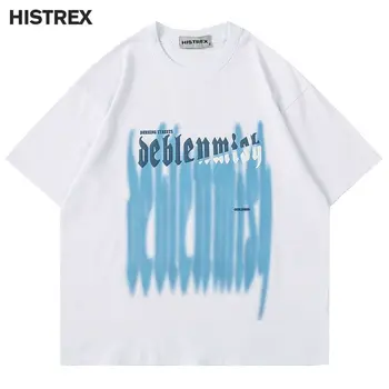 Уличная футболка 90-х, Мужская толстая футболка Y2K, Топы в стиле хип-хоп харадзюку, Винтажная футболка оверсайз из 100% хлопка, Мужская одежда с круглым вырезом 2023 2