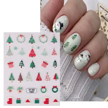 1 Лист Рождественской Наклейки Для Ногтей 5D Рельефный Снеговик Со Снежинками Подарочные Наклейки для Дизайна Ногтей для Домашней Вечеринки Мам Друзей Жен 3