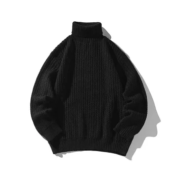 2023 Осень/Зима, Новый многоцветный свитер с высоким воротом, мужской модный простой теплый трикотаж снизу 3