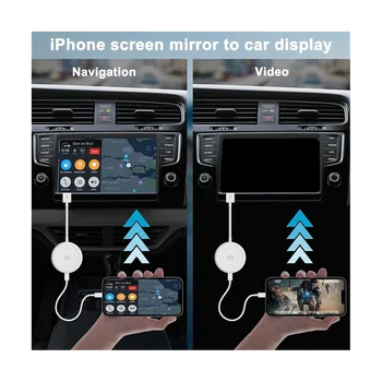 Беспроводной адаптер, Устройство Зеркального отображения экрана Автомобиля для iPhone / iPad, Замена Автомобильных аксессуаров для Беспроводного адаптера Carplay 3